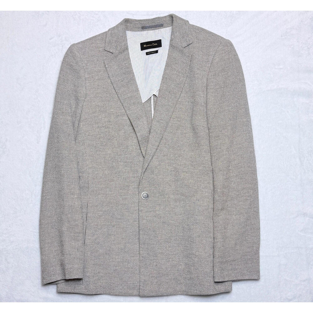 NWOT Massimo Dutti Womens Tan Beige Linen Blazer Jacket Sz 8 Medium